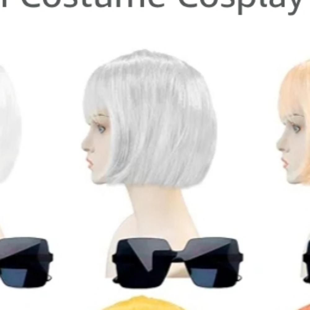 Silver Bob Wig With Sunglasses